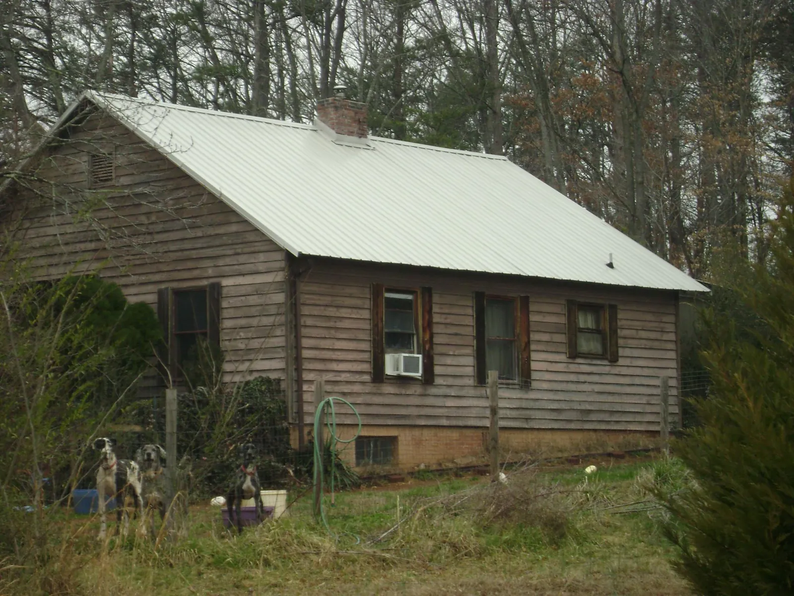 White metal roof on an old wood sided farmhouse, from a Asphalt Shingle Roof Repair job in Plymouth